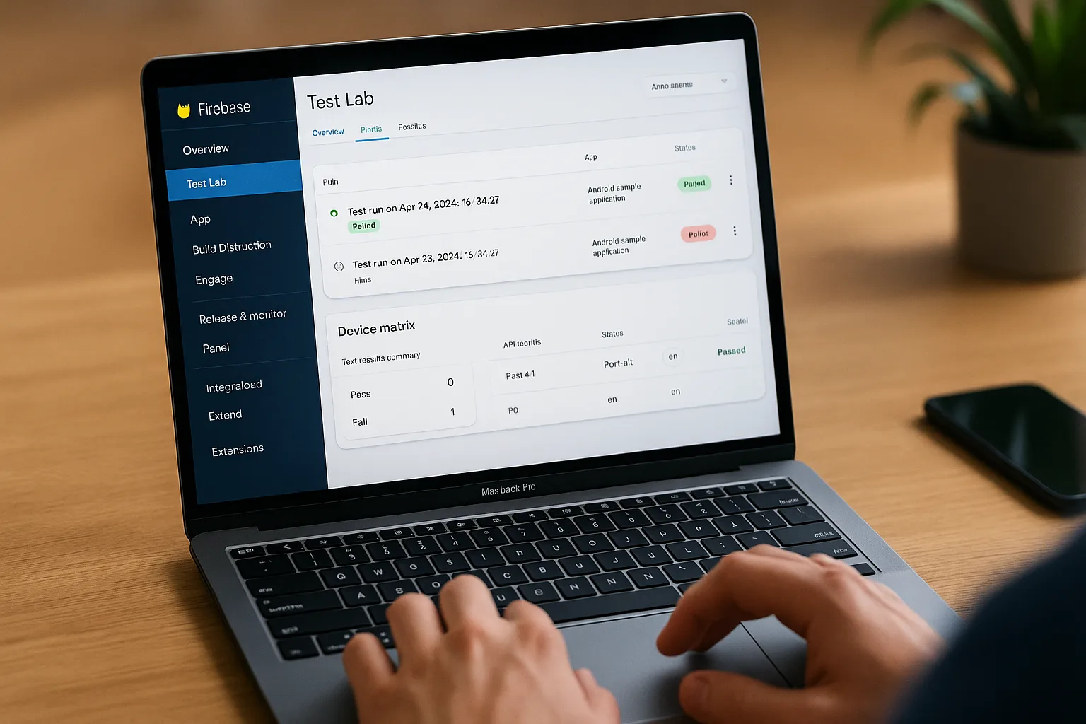 persona trabajando con firebase test lab en un ordenador