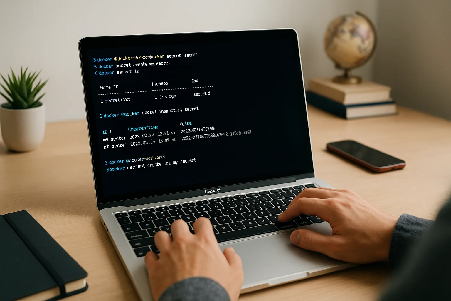 trabajador programando en docker secret