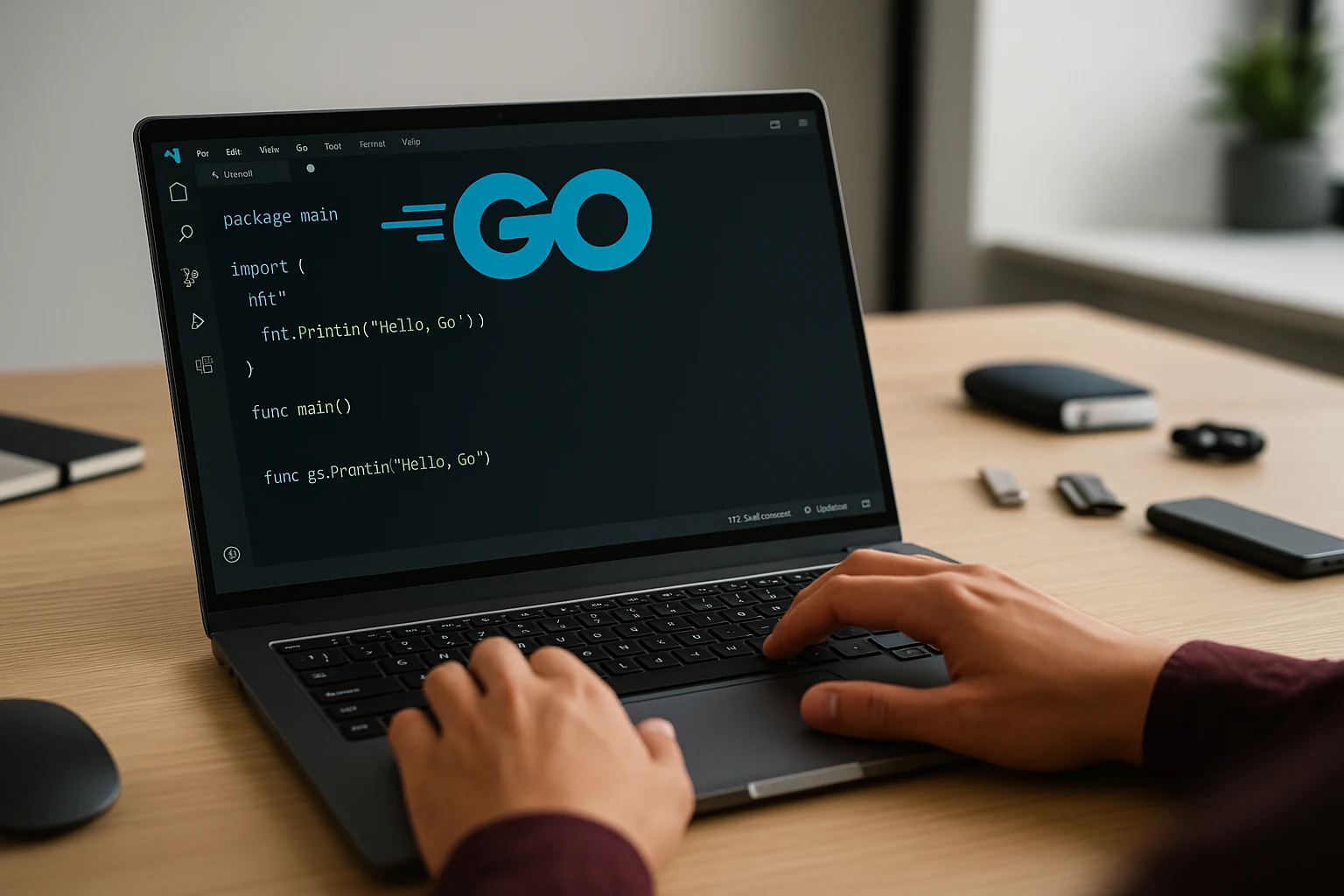 persona programando con el lenguaje go