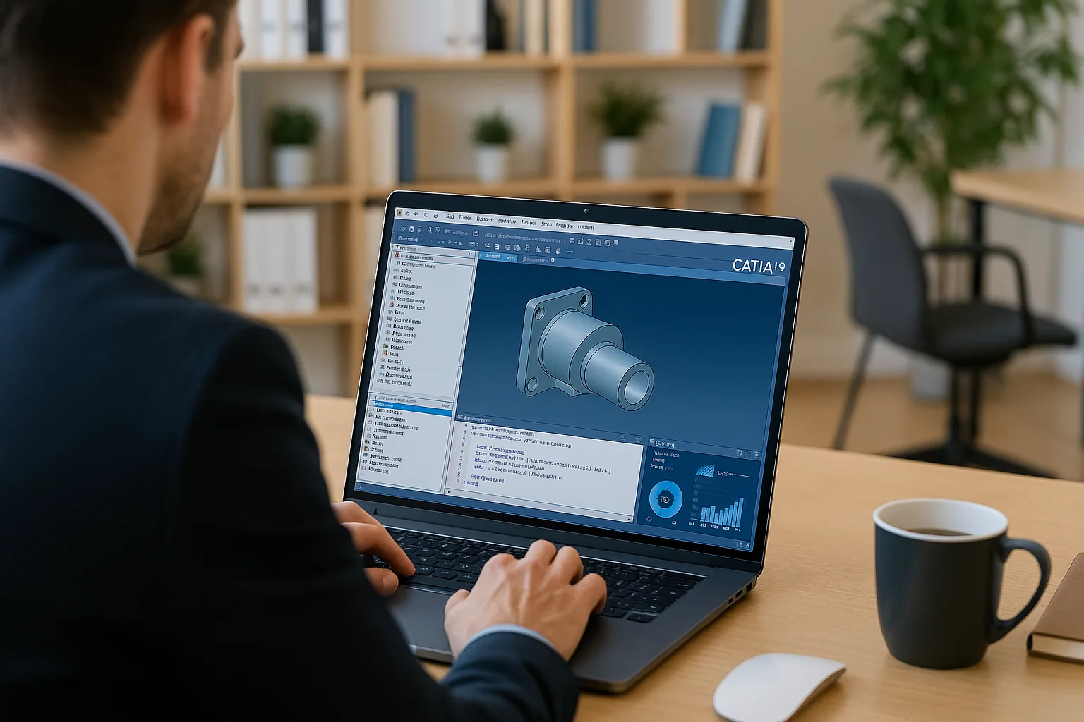 persona modelando con catia v5