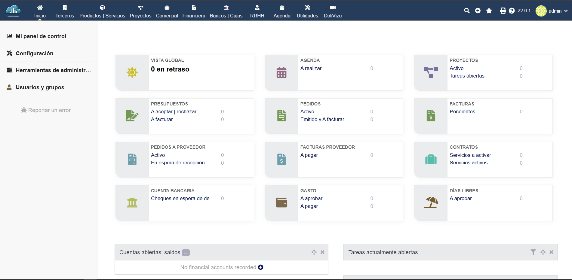 Dashboard de Dolibarr