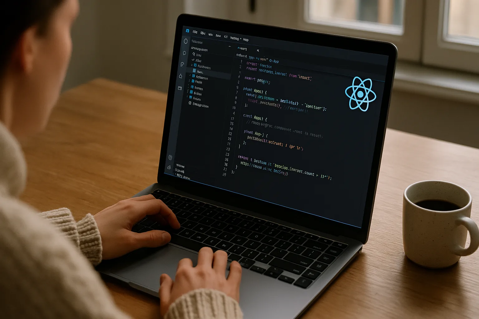 persona trabajando con react